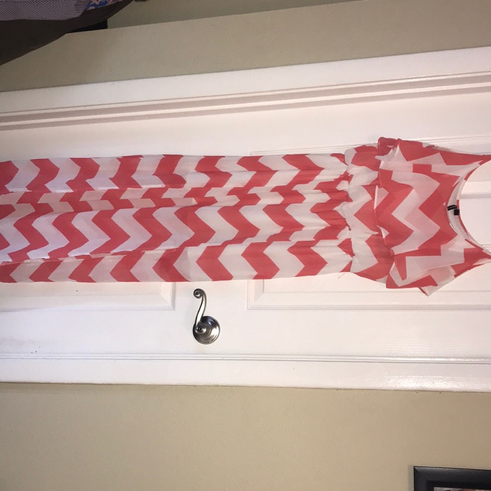Chevron pink and white dress